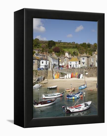 Boats in Mousehole Harbour, Near Penzance, Cornwall, England-David Wall-Framed Premier Image Canvas