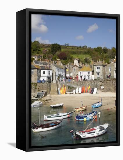 Boats in Mousehole Harbour, Near Penzance, Cornwall, England-David Wall-Framed Premier Image Canvas