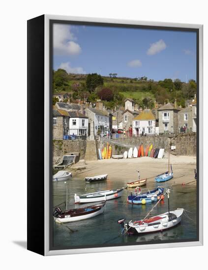 Boats in Mousehole Harbour, Near Penzance, Cornwall, England-David Wall-Framed Premier Image Canvas