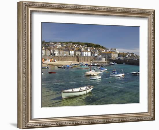 Boats in Mousehole Harbour, Near Penzance, Cornwall, England-David Wall-Framed Photographic Print