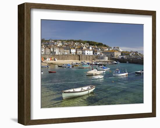 Boats in Mousehole Harbour, Near Penzance, Cornwall, England-David Wall-Framed Photographic Print