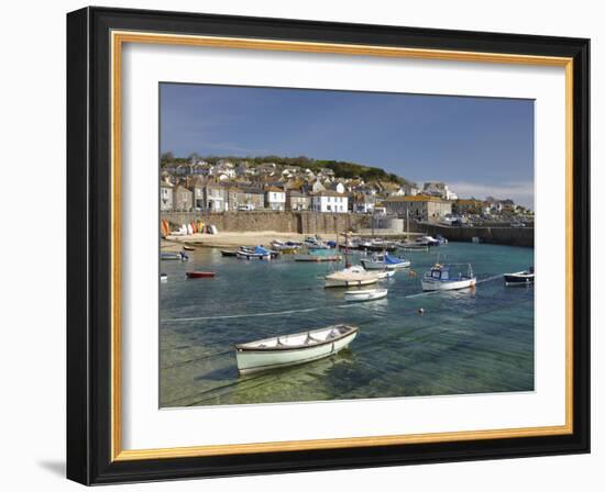 Boats in Mousehole Harbour, Near Penzance, Cornwall, England-David Wall-Framed Photographic Print