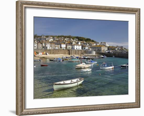 Boats in Mousehole Harbour, Near Penzance, Cornwall, England-David Wall-Framed Photographic Print