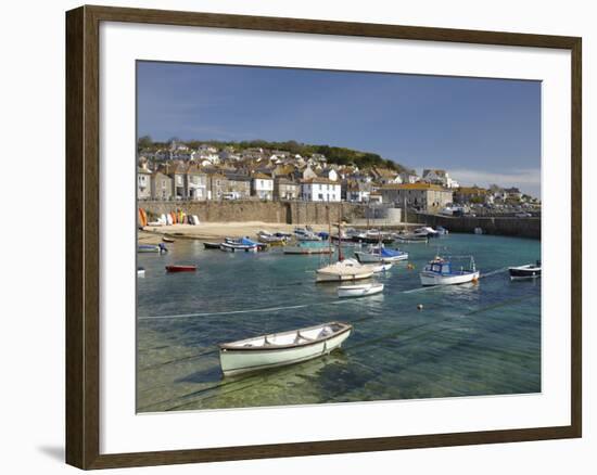 Boats in Mousehole Harbour, Near Penzance, Cornwall, England-David Wall-Framed Photographic Print