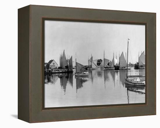 Boats in Nantucket Harbor-null-Framed Premier Image Canvas