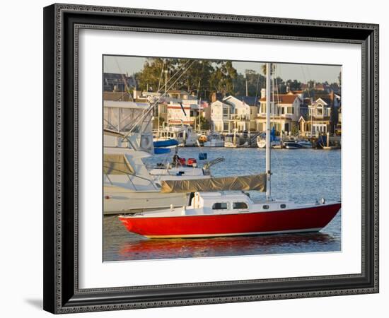 Boats in Newport Channel Near Balboa, Newport Beach, Orange County, California, United States of Am-Richard Cummins-Framed Photographic Print