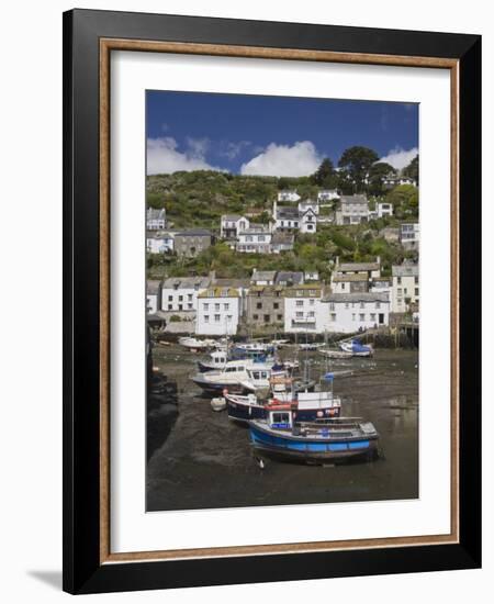 Boats in Polperro Harbour at Low Tide, Cornwall, England, United Kingdom, Europe-Hazel Stuart-Framed Photographic Print