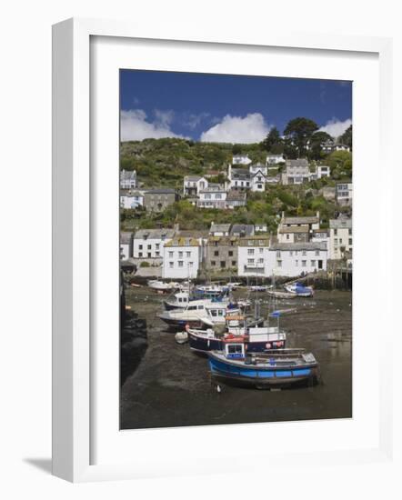 Boats in Polperro Harbour at Low Tide, Cornwall, England, United Kingdom, Europe-Hazel Stuart-Framed Photographic Print