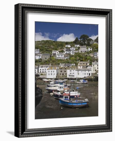 Boats in Polperro Harbour at Low Tide, Cornwall, England, United Kingdom, Europe-Hazel Stuart-Framed Photographic Print