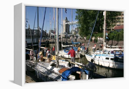 Boats in St Katherines Lock, London-Peter Thompson-Framed Premier Image Canvas