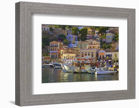 Boats in Symi Harbour, Symi, Dodecanese, Greek Islands, Greece, Europe-Neil Farrin-Framed Photographic Print