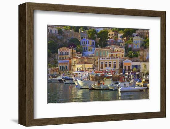 Boats in Symi Harbour, Symi, Dodecanese, Greek Islands, Greece, Europe-Neil Farrin-Framed Photographic Print