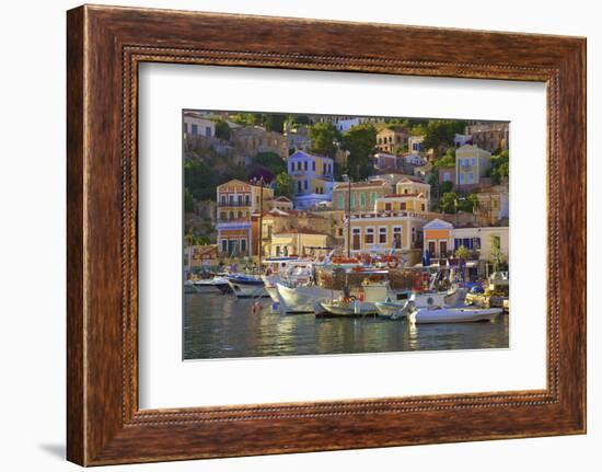 Boats in Symi Harbour, Symi, Dodecanese, Greek Islands, Greece, Europe-Neil Farrin-Framed Photographic Print