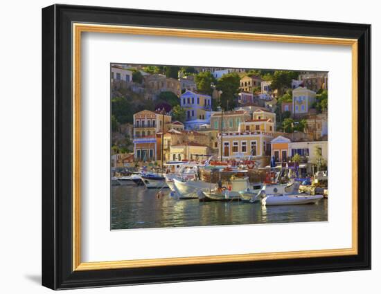 Boats in Symi Harbour, Symi, Dodecanese, Greek Islands, Greece, Europe-Neil Farrin-Framed Photographic Print