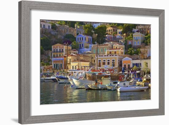 Boats in Symi Harbour, Symi, Dodecanese, Greek Islands, Greece, Europe-Neil Farrin-Framed Photographic Print