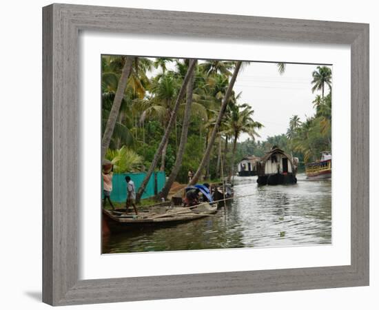 Boats in the Alleppey Backwaters, Kerala, India-null-Framed Photographic Print