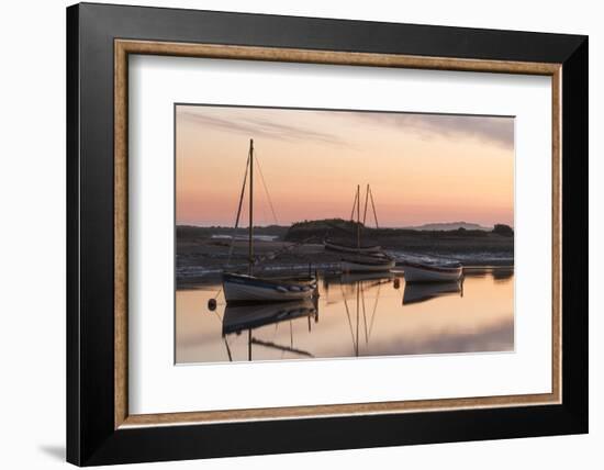 Boats in the channel on a beautiful morning at Burnham Overy Staithe, Norfolk, England, United King-Jon Gibbs-Framed Photographic Print