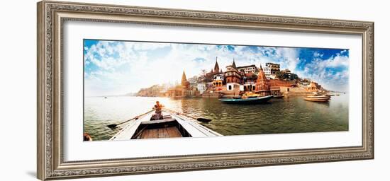 Boats in the Ganges River, Varanasi, Uttar Pradesh, India-null-Framed Photographic Print