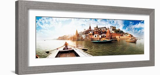 Boats in the Ganges River, Varanasi, Uttar Pradesh, India-null-Framed Photographic Print