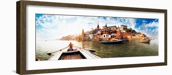 Boats in the Ganges River, Varanasi, Uttar Pradesh, India-null-Framed Photographic Print