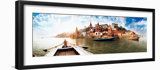 Boats in the Ganges River, Varanasi, Uttar Pradesh, India-null-Framed Photographic Print