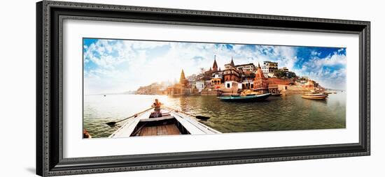 Boats in the Ganges River, Varanasi, Uttar Pradesh, India-null-Framed Photographic Print