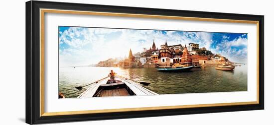 Boats in the Ganges River, Varanasi, Uttar Pradesh, India-null-Framed Photographic Print