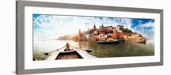 Boats in the Ganges River, Varanasi, Uttar Pradesh, India-null-Framed Photographic Print