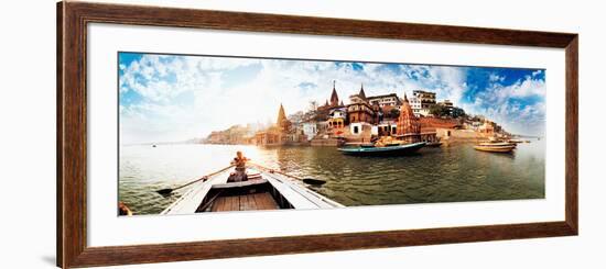 Boats in the Ganges River, Varanasi, Uttar Pradesh, India-null-Framed Photographic Print