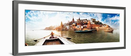 Boats in the Ganges River, Varanasi, Uttar Pradesh, India-null-Framed Photographic Print