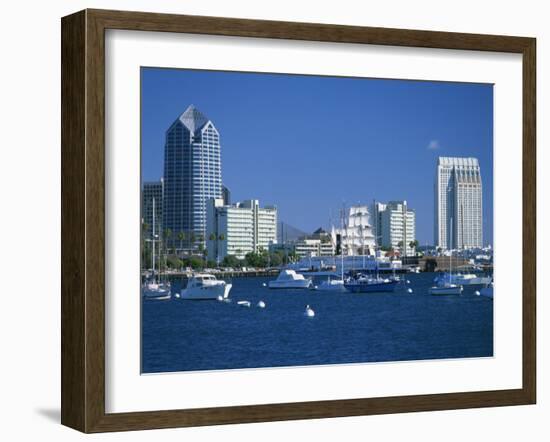 Boats in the Harbour and City Skyline of San Diego, California, USA-Richardson Rolf-Framed Photographic Print