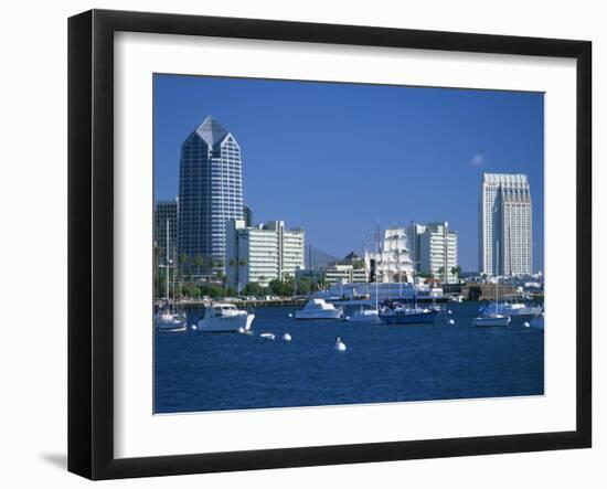Boats in the Harbour and City Skyline of San Diego, California, USA-Richardson Rolf-Framed Photographic Print