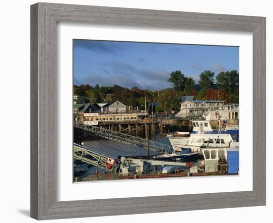 Boats in the Harbour and Waterfront, Bar Harbour, Maine, New England, USA-Amanda Hall-Framed Photographic Print