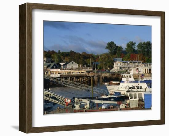 Boats in the Harbour and Waterfront, Bar Harbour, Maine, New England, USA-Amanda Hall-Framed Photographic Print