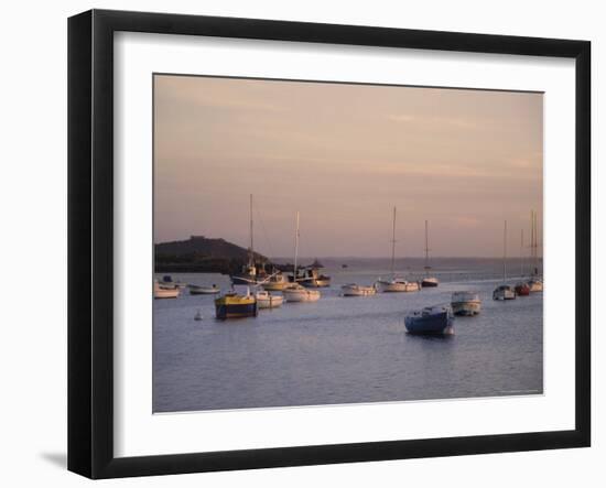 Boats in the Harbour at Sunset, Ile Grande, Cote De Granit Rose, Cotes d'Armor, Brittany, France-David Hughes-Framed Photographic Print