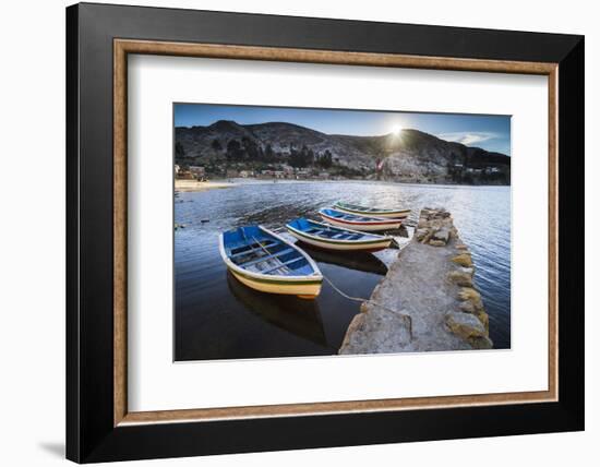 Boats in the Harbour on Lake Titicaca at Challapampa Village, Bolivia-Matthew Williams-Ellis-Framed Photographic Print