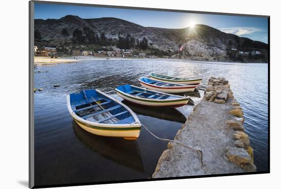 Boats in the Harbour on Lake Titicaca at Challapampa Village, Bolivia-Matthew Williams-Ellis-Mounted Photographic Print