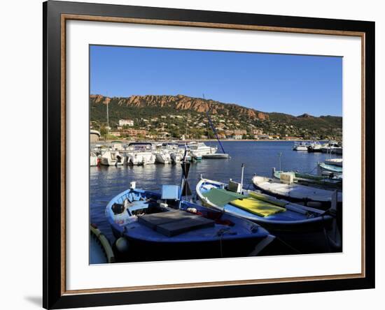 Boats in the Harbour with the Esterel Corniche Mountains in the Background, Agay, Var, Provence, Fr-Peter Richardson-Framed Photographic Print