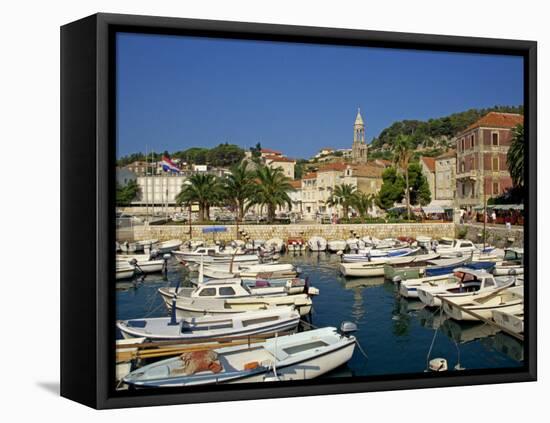 Boats in the Marina and the Town of Hvar on Hvar Island, Dalmatian Coast, Croatia, Europe-Ken Gillham-Framed Premier Image Canvas