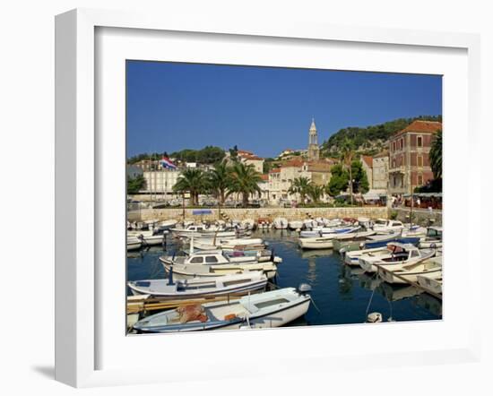 Boats in the Marina and the Town of Hvar on Hvar Island, Dalmatian Coast, Croatia, Europe-Ken Gillham-Framed Photographic Print
