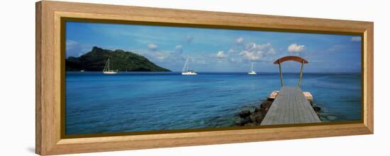 Boats in the Pacific Ocean, Tahiti, French Polynesia-null-Framed Premier Image Canvas