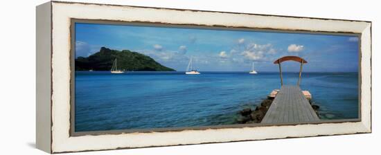 Boats in the Pacific Ocean, Tahiti, French Polynesia-null-Framed Premier Image Canvas