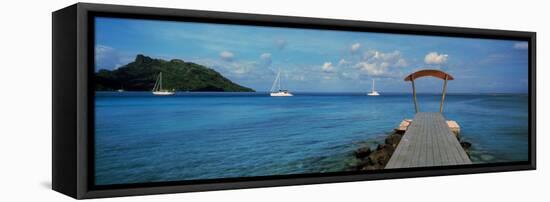 Boats in the Pacific Ocean, Tahiti, French Polynesia-null-Framed Premier Image Canvas