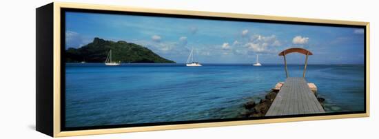 Boats in the Pacific Ocean, Tahiti, French Polynesia-null-Framed Premier Image Canvas
