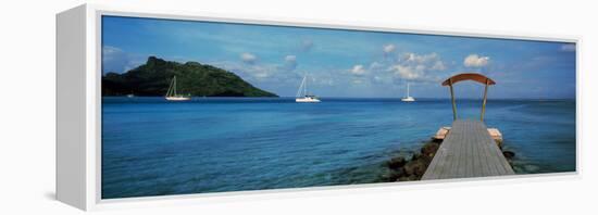 Boats in the Pacific Ocean, Tahiti, French Polynesia-null-Framed Premier Image Canvas