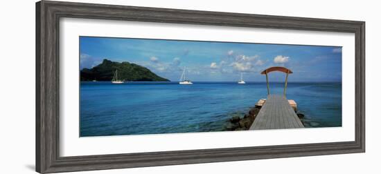 Boats in the Pacific Ocean, Tahiti, French Polynesia-null-Framed Photographic Print