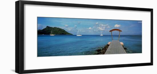 Boats in the Pacific Ocean, Tahiti, French Polynesia-null-Framed Photographic Print