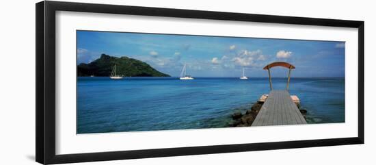 Boats in the Pacific Ocean, Tahiti, French Polynesia-null-Framed Photographic Print