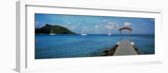 Boats in the Pacific Ocean, Tahiti, French Polynesia-null-Framed Photographic Print