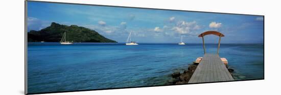 Boats in the Pacific Ocean, Tahiti, French Polynesia-null-Mounted Photographic Print